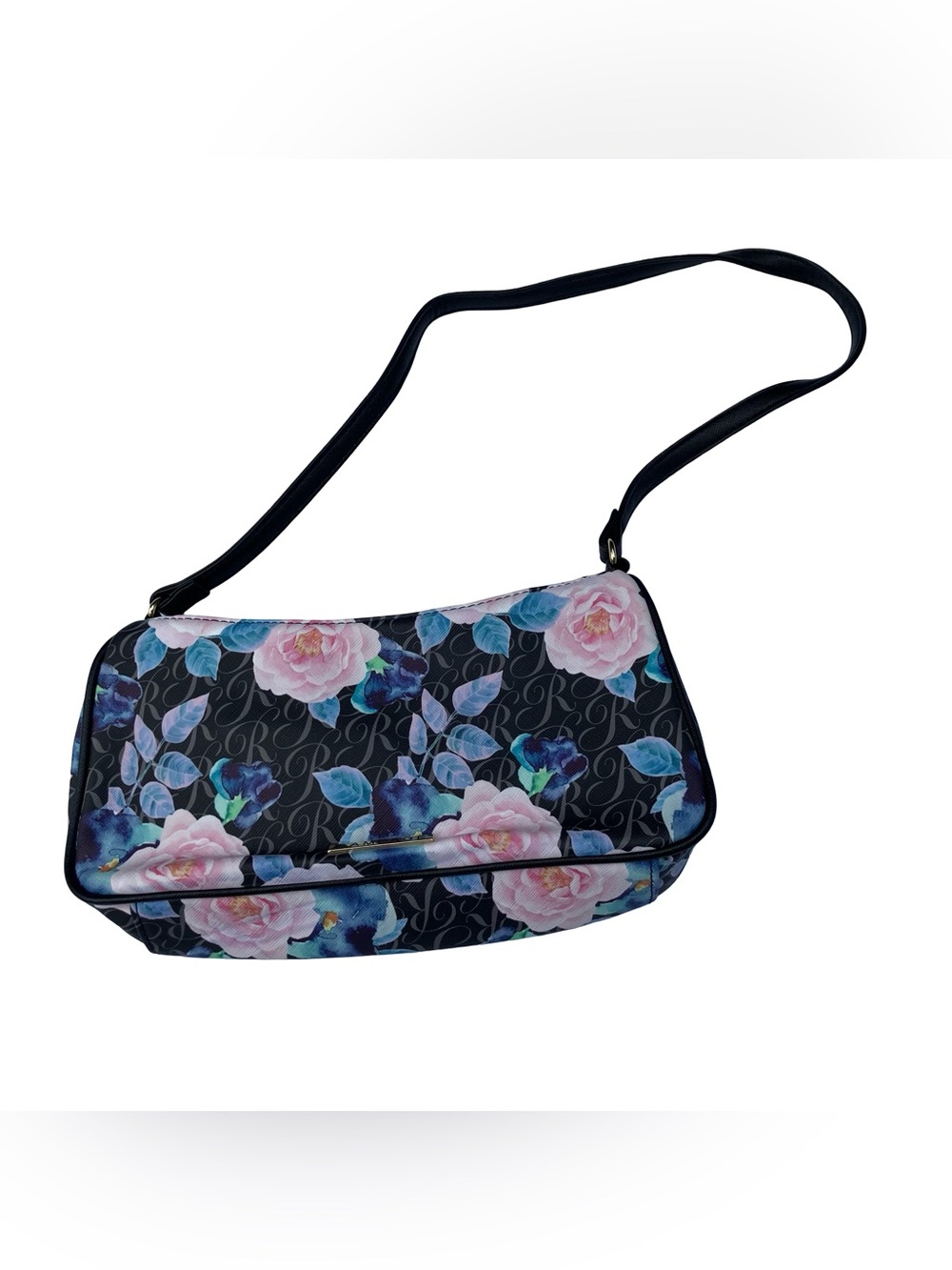 Rampage Floral Shoulder Bag Black Boho 90s Retro Purse Compact